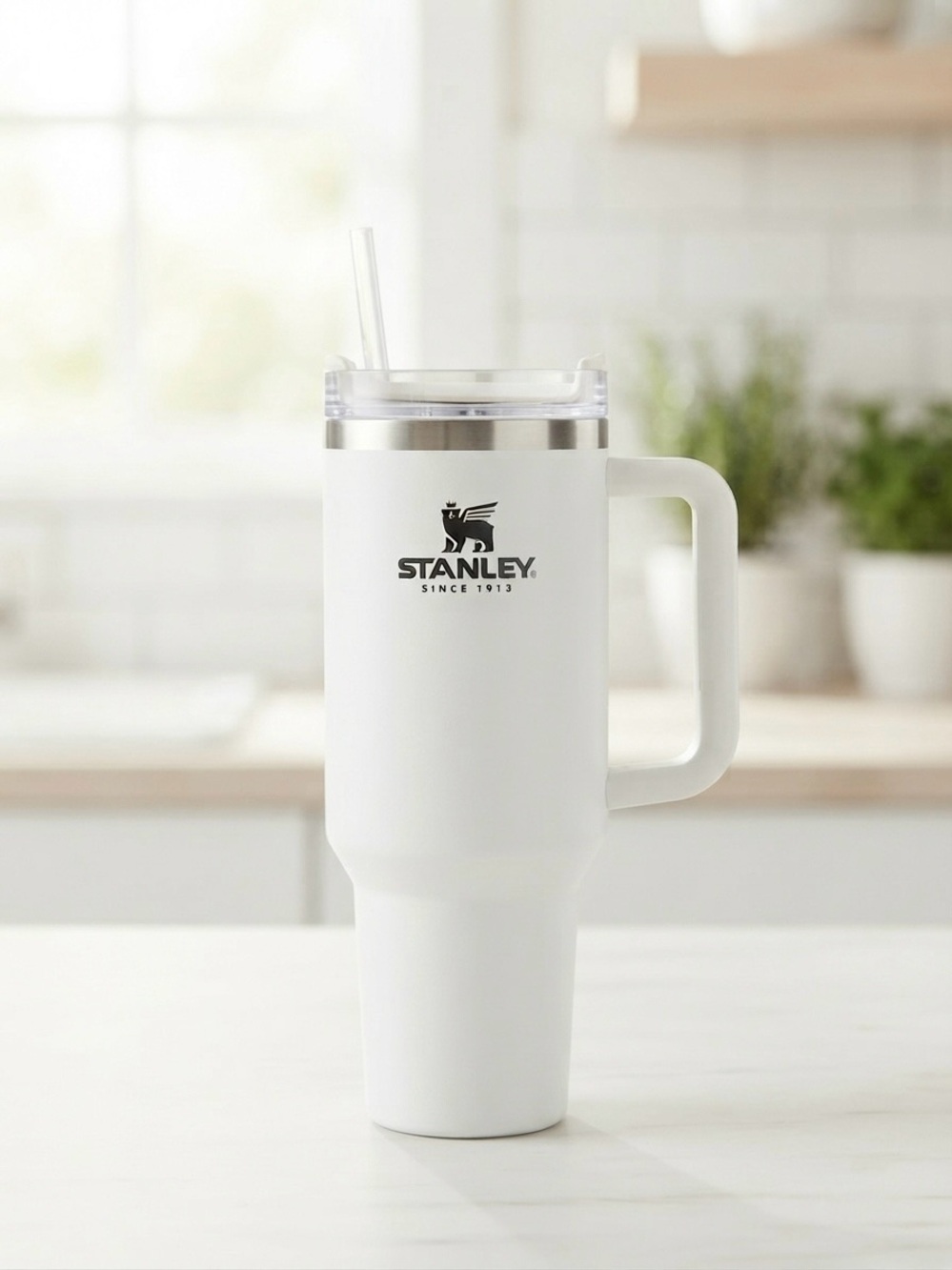 Stanley Quencher H2.0 Travel Tumbler 40 oz White Stainless Steel with Handle